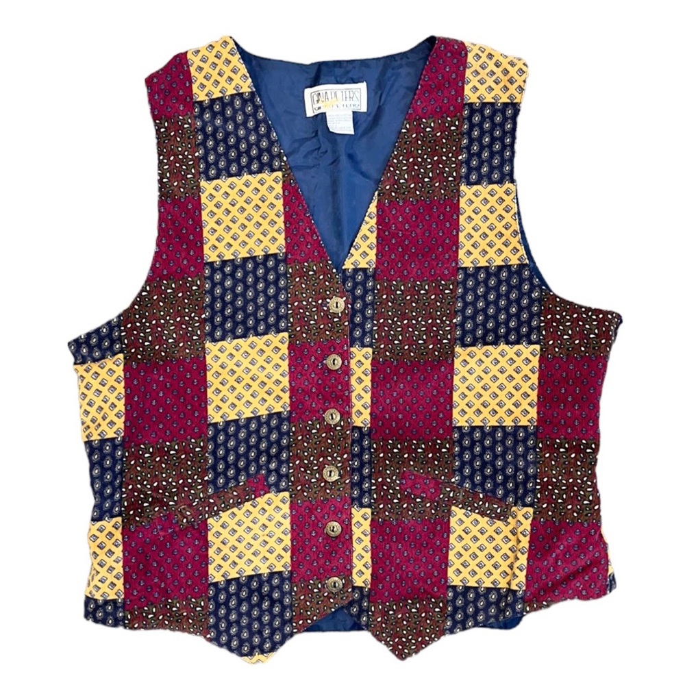 Last chance…Vintage Patchwork Vest 90’s Corduroy Paisley L Large